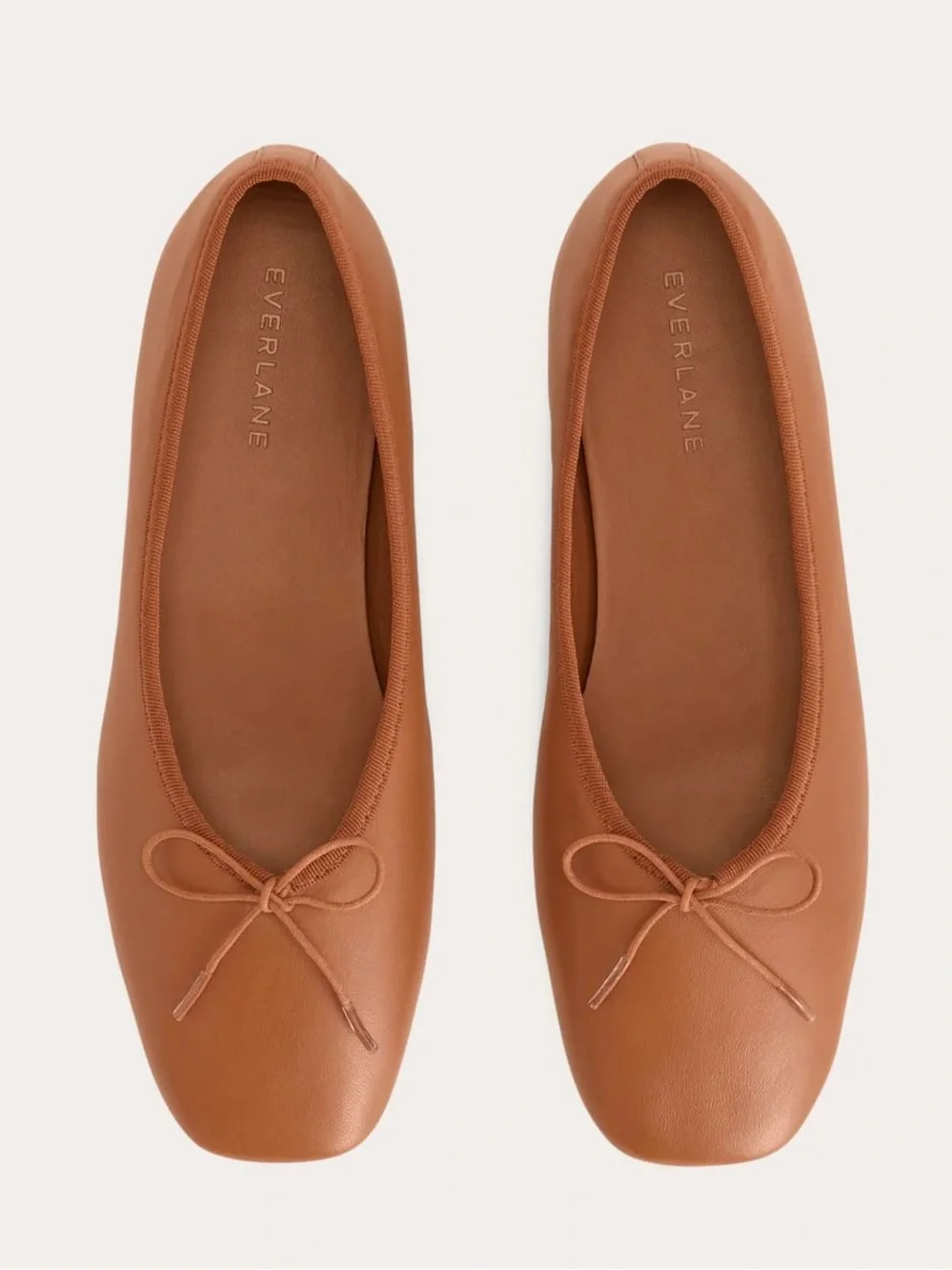 Everlane Day Ballet Flat Tan Toasted Almond Leather Square Toe Size 8 NWOB - Picture 2 of 8